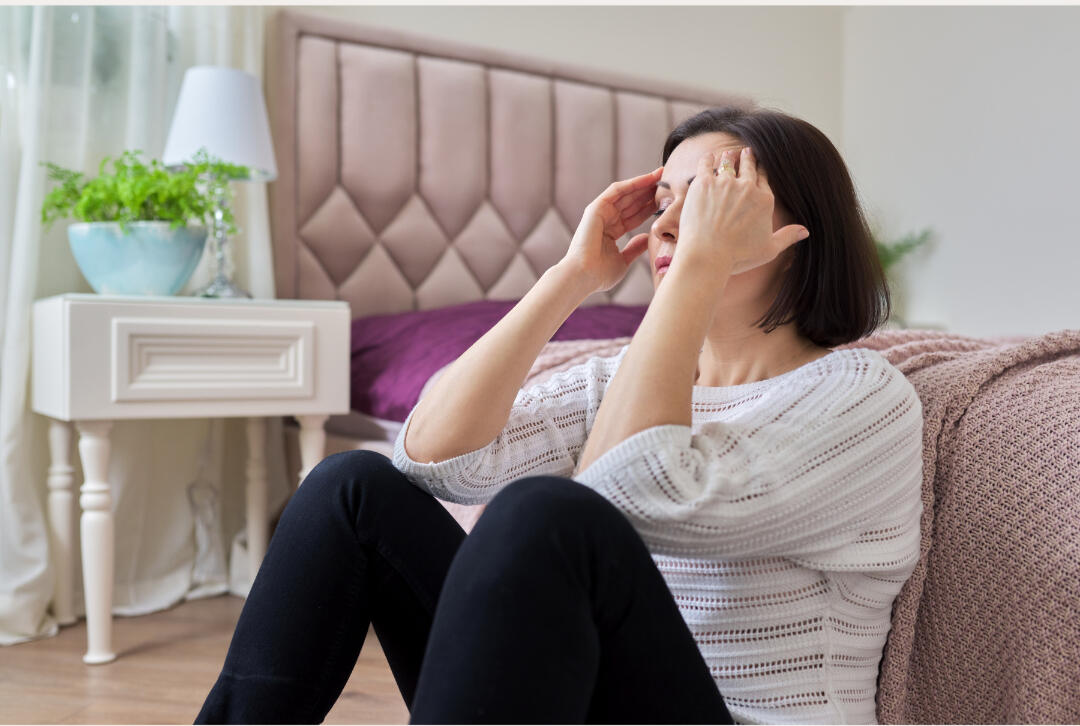 Stressed person after coming home from work